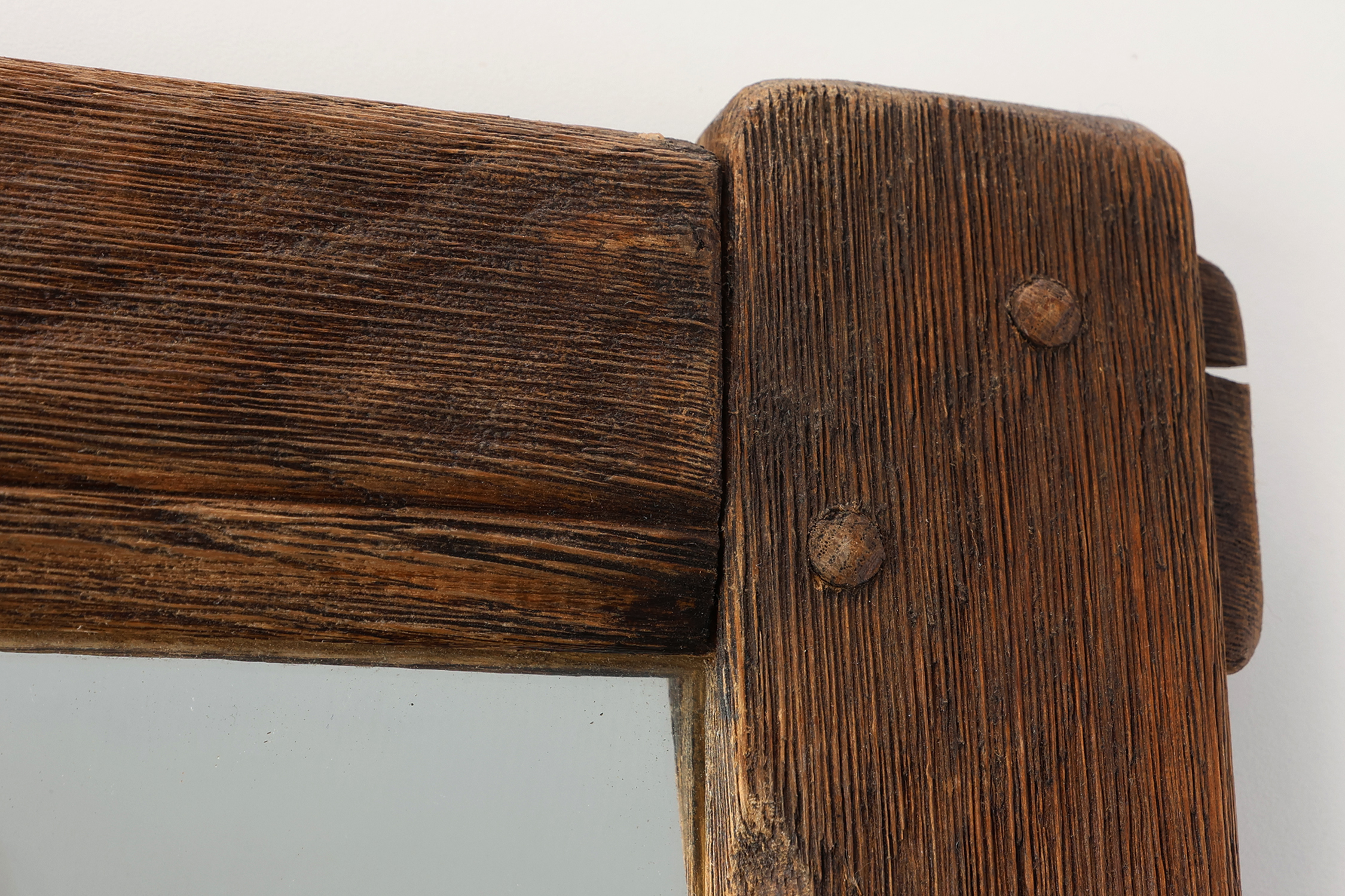 Antique oak rustic wall mirror, France ca. 1820thumbnail